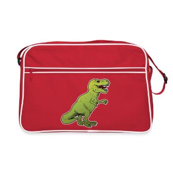 Dinosaurier / großes Tier / Tier - Retro Tasche - Rot/Weiß - Vorne