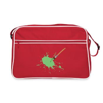 Éclaboussure de peinture verte au pinceau - Sac Retro - rouge/blanc - Devant