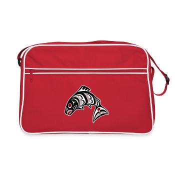 Northwest Pacific coast Haida art Salmon - Retro Bag - red/white - Front