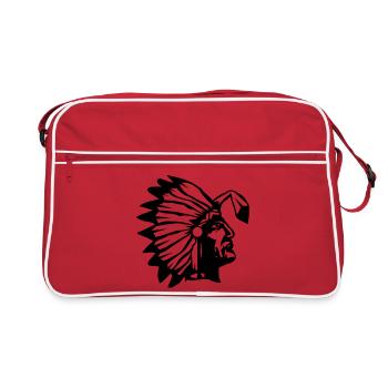 Un chef avec une plume bouclée - Sac Retro - rouge/blanc - Devant
