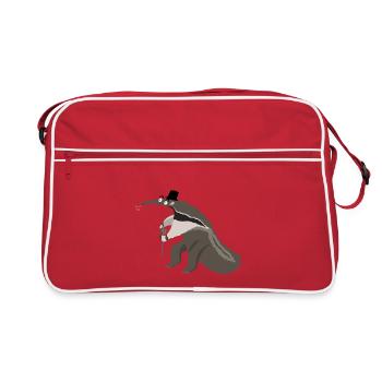 Long-nosed coati with stick - Retro Bag - red/white - Front
