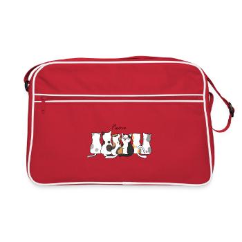 Katzenkreis der Calico-Freunde - Retro Tasche - Rot/Weiß - Vorne