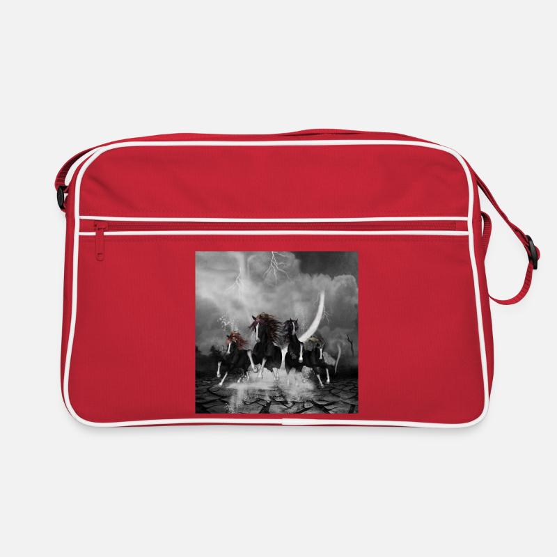 Wunderbare schwarze Pferde Retro Tasche