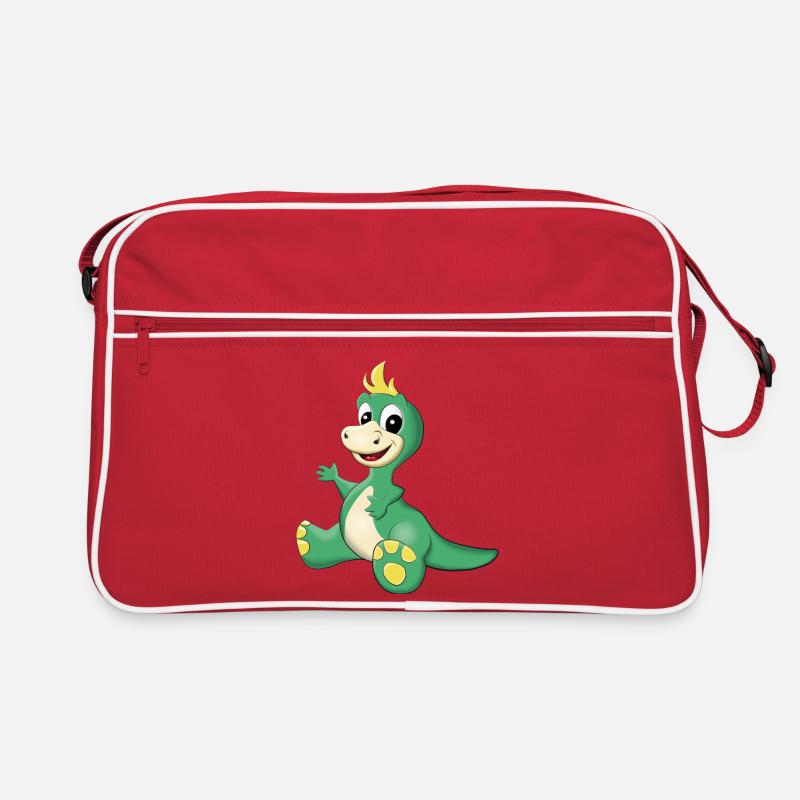 sitzender süßer Dino Retro Tasche