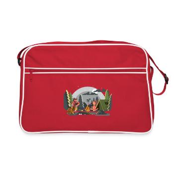 Lagerfeuer Waldcamping Duo - Retro Tasche - Rot/Weiß - Vorne