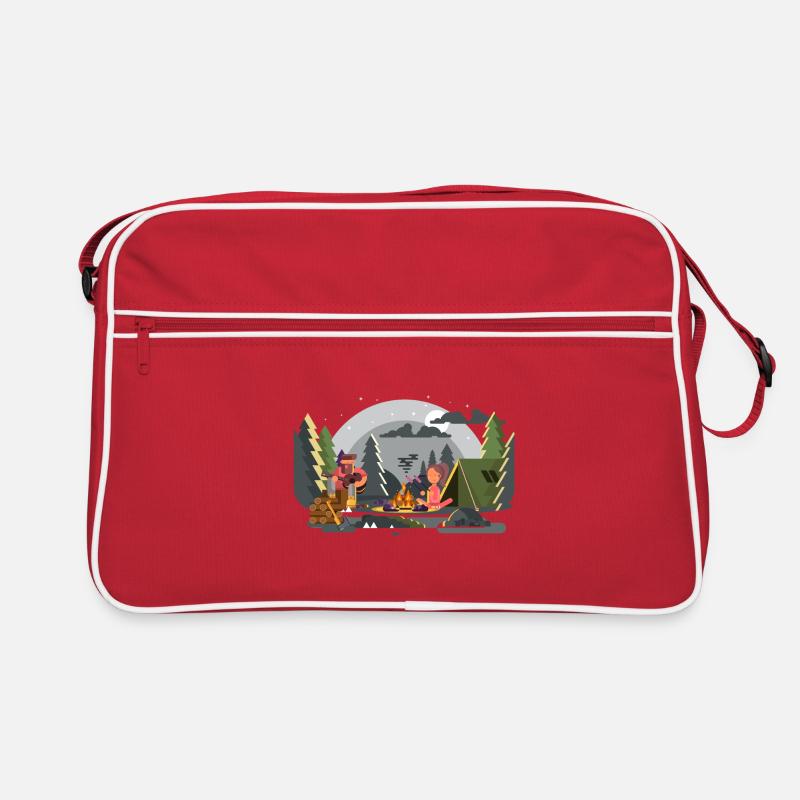 Campfire Forest Camping Duo - Retro Bag - red/white