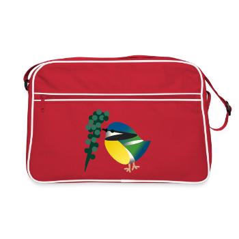 Petit Oiseau Mésange Branche Nature - Sac Retro - rouge/blanc - Devant