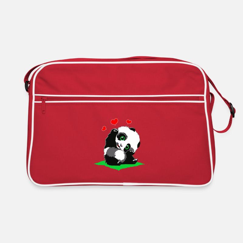 Panda câlin avec des cœurs Sac Retro