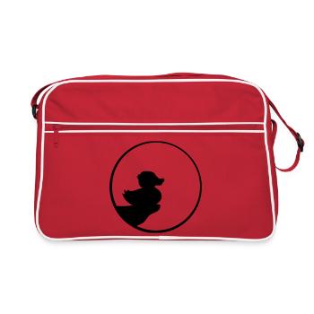 night moon evening cliff round circle silhouette quie - Retro Bag - red/white - Front