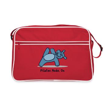 Cute Hippopotamus Hippo Pilates Fitness Training Gym - Retro Bag - red/white - Front