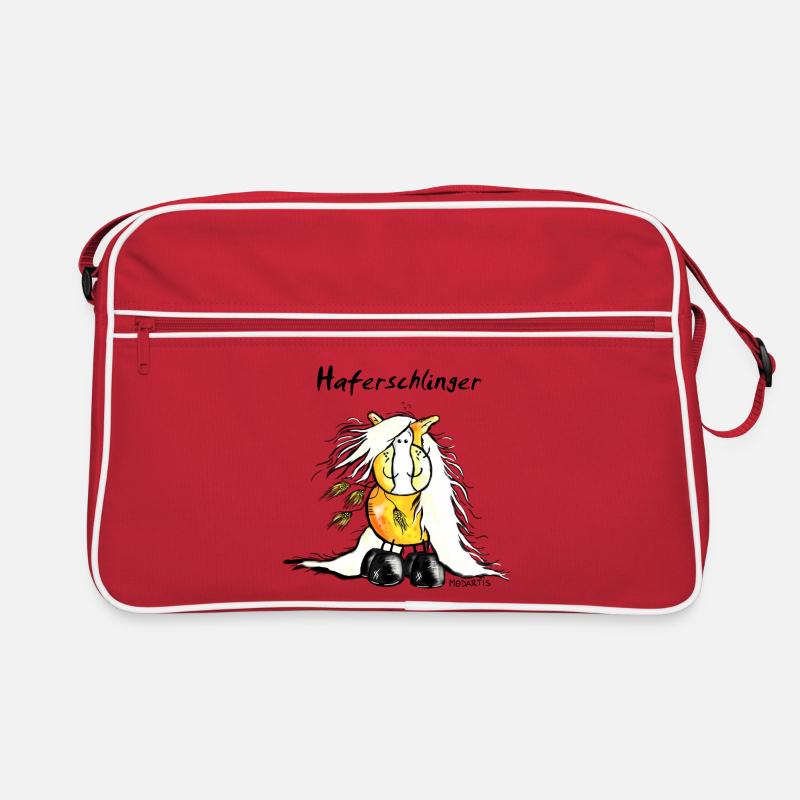 Haferschlinger - Haflinger - Hafi - Pferd - Retro Tasche - Rot/Weiß