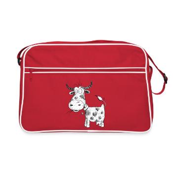 Dessin de vache drôle I Bande dessinée de bœuf I Vache laitière - Sac Retro - rouge/blanc - Devant