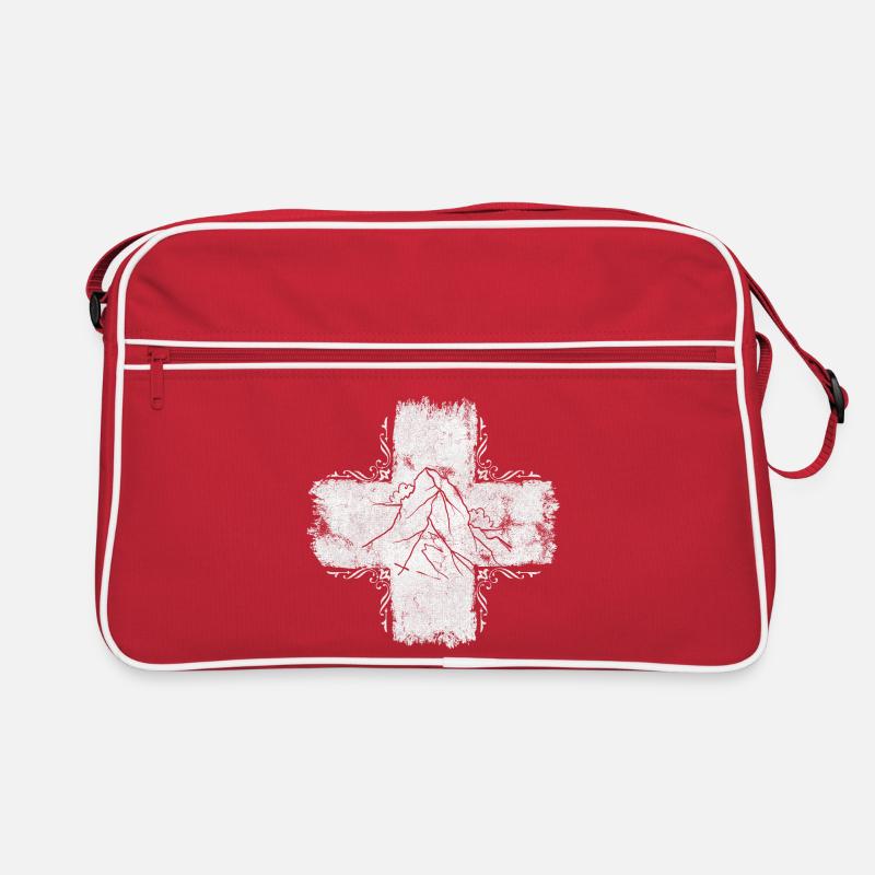 Schweiz 🇨🇭 Suisse Schweizer Fahne - Retro Tasche - Rot/Weiß