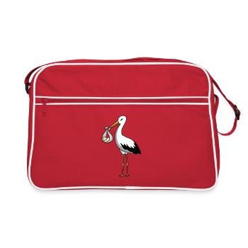 La cigogne amène le bébé - Sac Retro - rouge/blanc - Devant