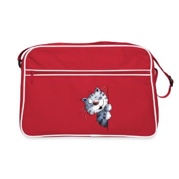 Chat bleu drôle pour les amis de chat - Sac Retro - rouge/blanc - Devant