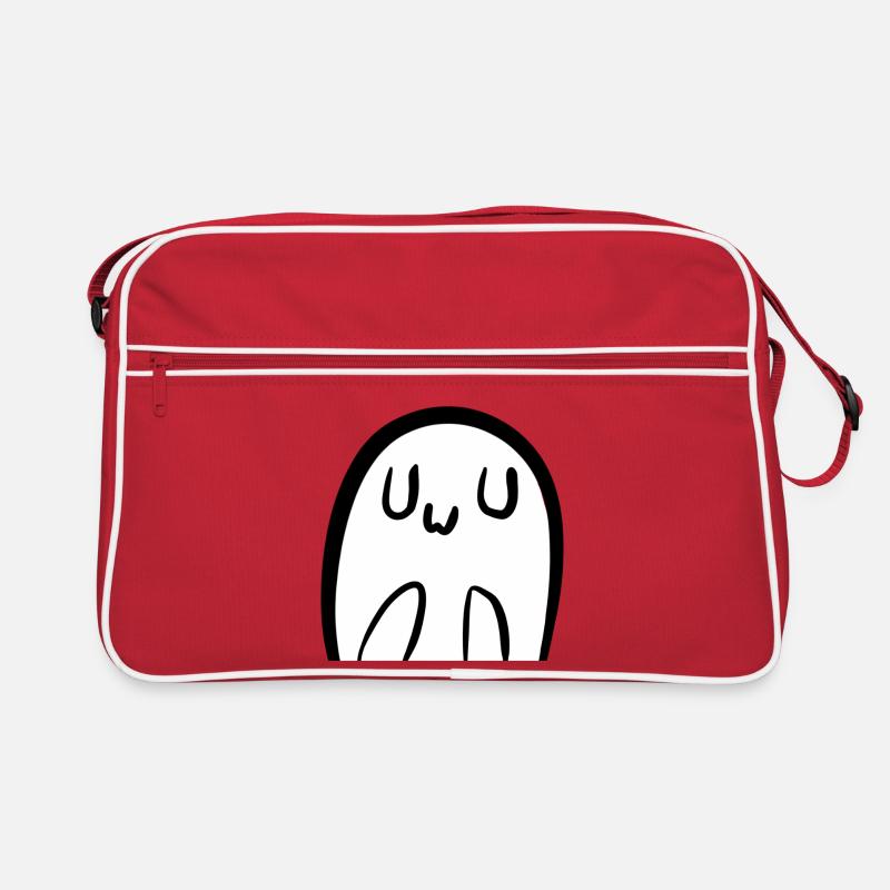 Cute UwU Ghost - Retro Tasche - Rot/Weiß
