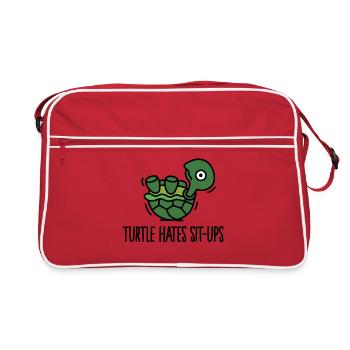 Turtle hates sit-ups - Retro Tasche - Rot/Weiß - Vorne