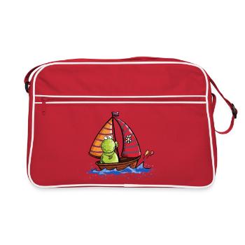 Frosch auf See - Retro Tasche - Rot/Weiß - Vorne