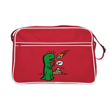 Rock paper scissors T-rex funny dinosaur comet - Retro Bag - red/white - Front