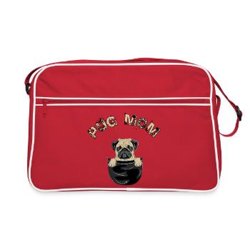 Pug mom - Retro Bag - red/white - Front
