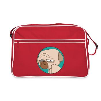 La vie du carlin | Chien | Disparu | Animaux de compagnie | Canine - Sac Retro - rouge/blanc - Devant