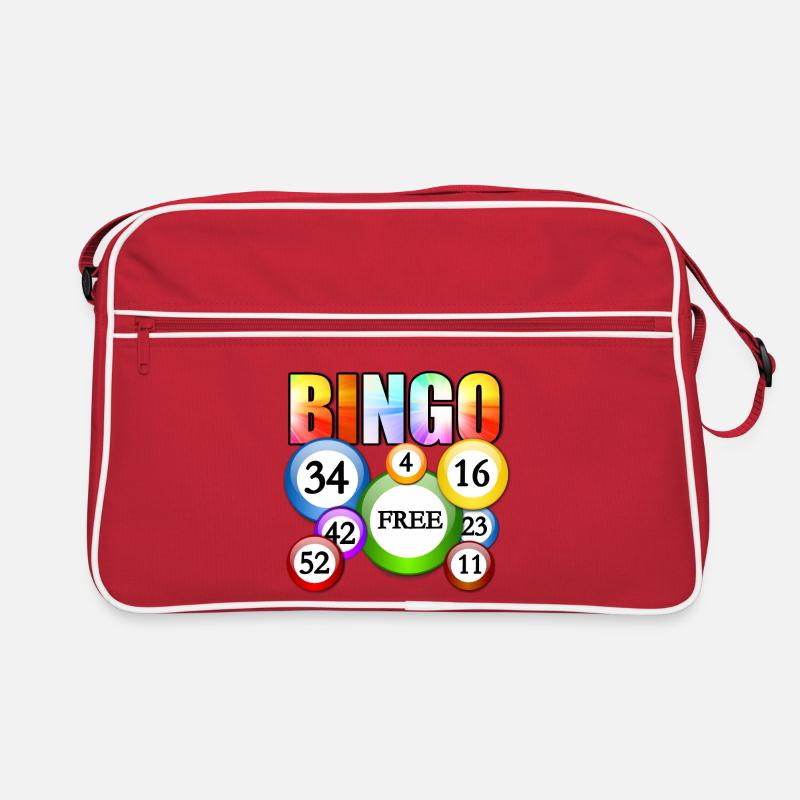 Lebendiges Bingo-Freiball-Design - Retro Tasche - Rot/Weiß