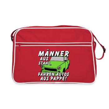 Männer aus Stahl, Auto aus Pappe ,  601 - Retro Tasche - Rot/Weiß - Vorne