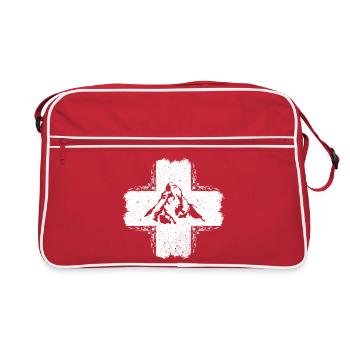 Matterhorn / Schweiz / Schweizerkreuz - Retro Tasche - Rot/Weiß - Vorne
