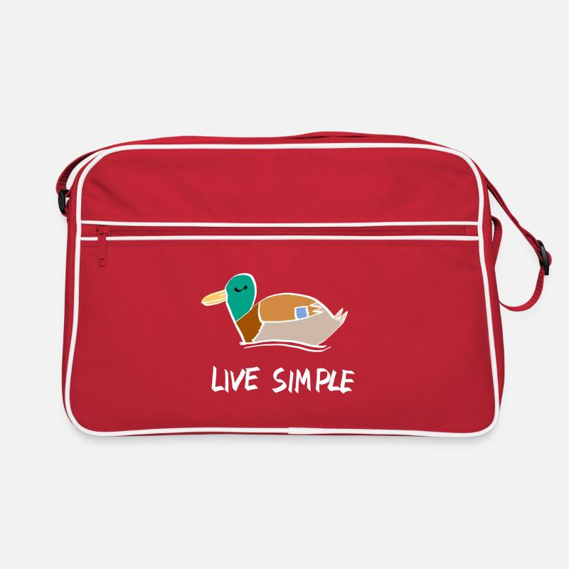 Live Simple Beautiful-Bird Design Benutzerdefinierter Text - Retro Tasche - Rot/Weiß