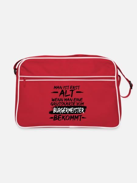 Alles Gute Geburtstag Glückwunsch Lustig Sprüche - Retro Tasche - Rot/Weiß