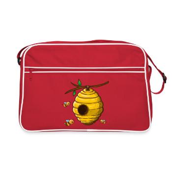 Abeilles autour de la ruche - Sac Retro - rouge/blanc - Devant