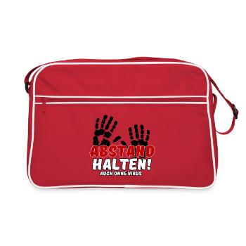Abstand halten Virus Pandemie Spruch - Retro Tasche - Rot/Weiß - Vorne
