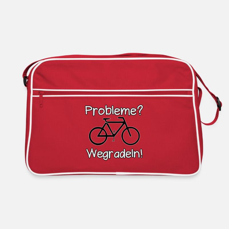 Problem Fahrrad Radfahren Radfahrer Spruch - Retro Tasche - Rot/Weiß