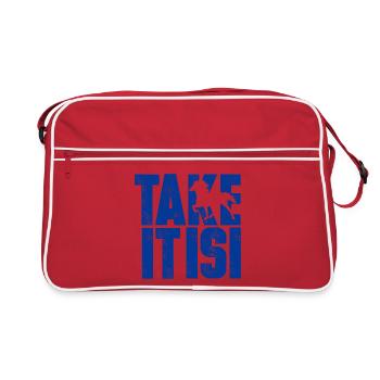 Islandpferd Isländer Take it isi Reiten Geschenk - Retro Tasche - Rot/Weiß - Vorne