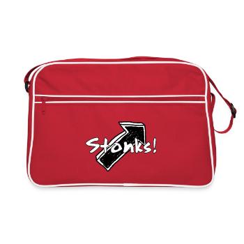 Stonks! Graffiti Wortgrafik - Retro Tasche - Rot/Weiß - Vorne