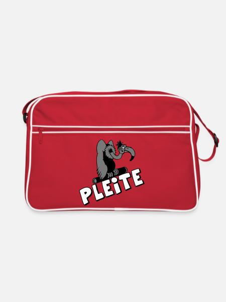 Plesiosaur Pleite Cartoon - Retro Tasche - Rot/Weiß - Vorne