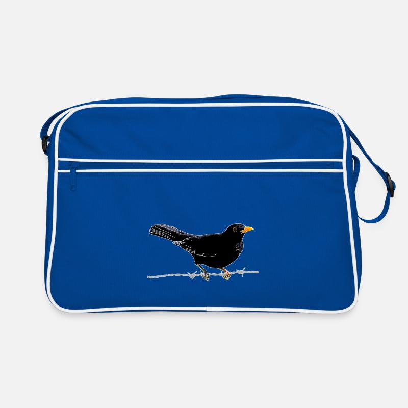 Amsel auf Stacheldraht Retro Tasche