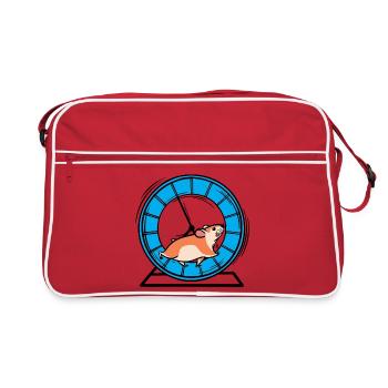 Hamster wheel running sprinting jogging funny workout - Retro Bag - red/white - Front