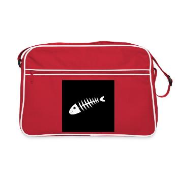 Fish Shirt Fish Motif,Fishing Clothing Gift - Retro Bag - red/white - Front