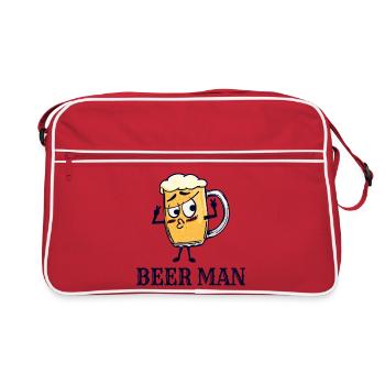 Funny Drinking Beer Drunk Drinking Beer Glass Fun - Retro Bag - red/white - Front