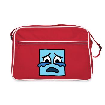 Funny Square Emoji Emoticon Kawaii Expression Face - Retro Bag - red/white - Front