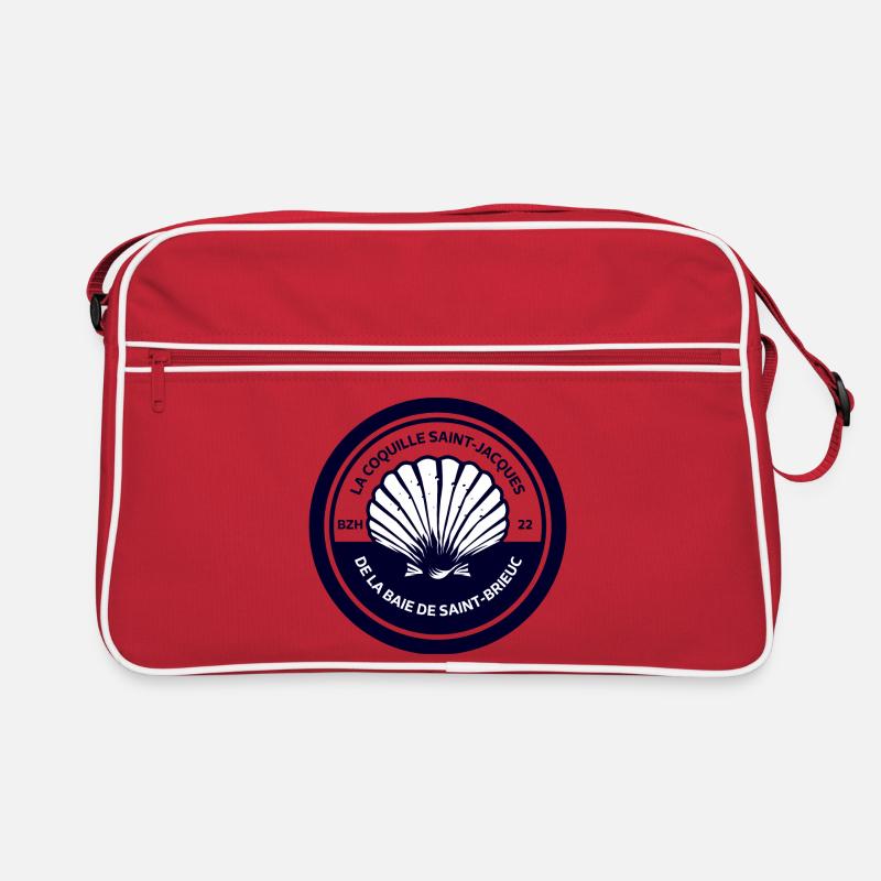 Die Bucht von Saint-Brieuc in Coquille Saint Jacques - Retro Tasche - Rot/Weiß