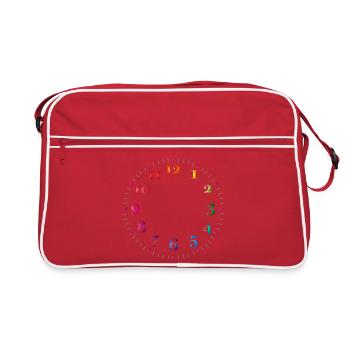Dial with colored digits without clock hands - Retro Bag - red/white - Front