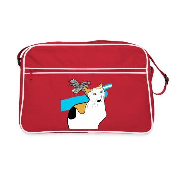 chat assis - Sac Retro - rouge/blanc - Devant