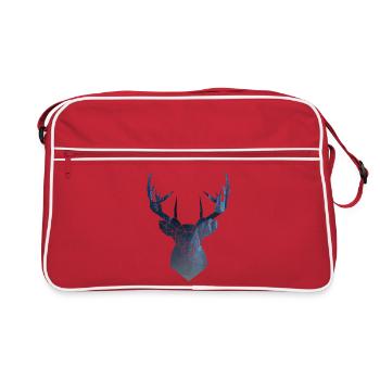 deer's head and antlers - Retro Bag - red/white - Front