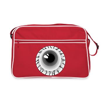 Grauer Augapfel - Retro Tasche - Rot/Weiß - Vorne