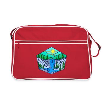Natur Wasserfall Umwelt Bäume - Retro Tasche - Rot/Weiß - Vorne