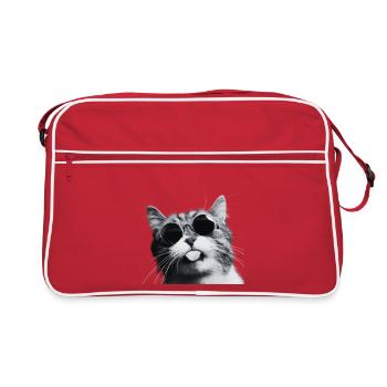 Chill Cat en lunettes de soleil rondes - Sac Retro - rouge/blanc - Devant