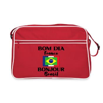 Brésil France Drapeau Brésilien Cadeau - Sac Retro - rouge/blanc - Devant