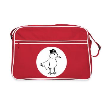 Seagull Anarchy – Vilain Maritime Hipster Art côtier - Sac Retro - rouge/blanc - Devant